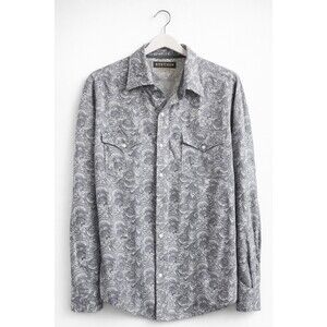 Stetson Western Paisley Pearl Snap Shirt Mens Medium Cowboy Rodeo Excellent A600